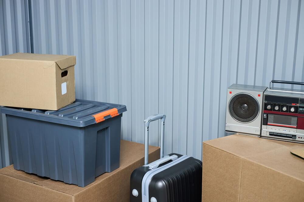 Boxes and furniture in storage