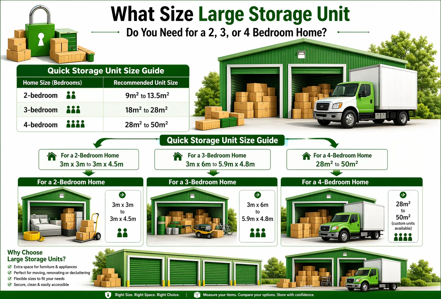 What Size Large Storage Unit Do You Need for a 2, 3, or 4 Bedroom Home?